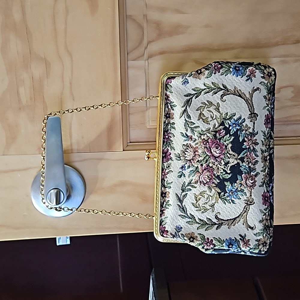 Vintage tapestry clutch